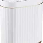 Automatic Motion Sensor Trash Can - 2 Gallon Slimline for Bathroom, Bedroom, Kitchen, Office - White with Gold Trim
