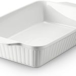 Casserole Dish, 9x13 Ceramic Baking Dish, Large Lasagna Pan Deep for Oven, 4.2 Quarts Baking Pan with Handles, Oven Safe and Durable Bakeware for Lasagna, Home Decor, Wedding Gift, Soft White