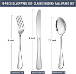 Silverware Set, Stainless Steel Knives Spoon Forks Set for Home, Kitchen and Restaurant, Mirror Polished& Dishwasher Safe (18pcs Silverware set) - Image 2
