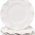Off-White Melamine Dinner Plates – Set of 4, 11" Elegant Beaded Design, Unbreakable & Heavyweight – Indoor & Outdoor Use, Perfect for Dining, BBQs, Picnics, Weddings & Everyday Meals
