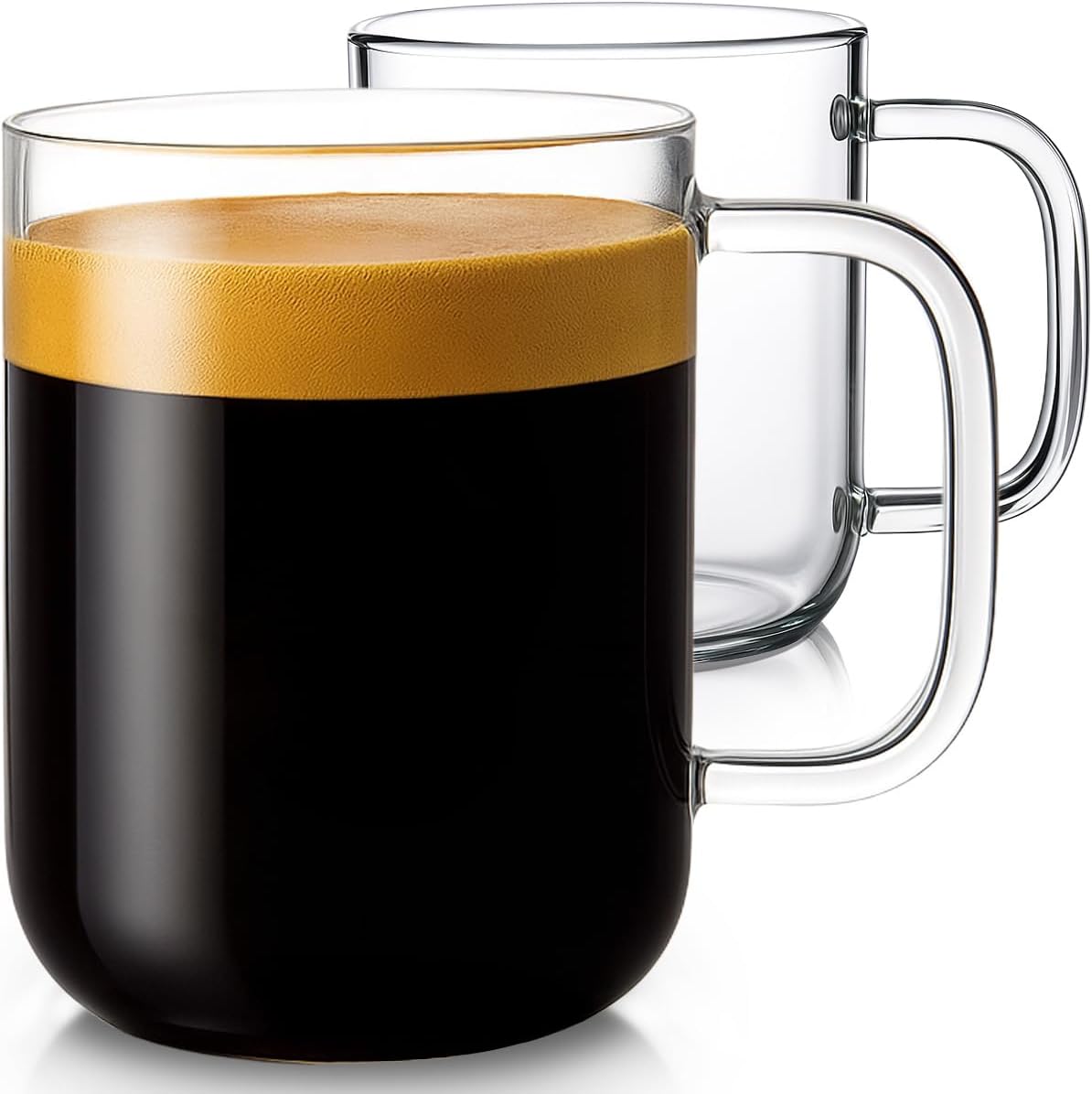 61NvJ7jbF-L._AC_SL1200_.jpg Glass Mugs 20 oz Set of 2, Extra Large Clear Glass Cup with Handle for Hot/Cold Coffee Tea Beverage, Drinking Glasses - Image 1