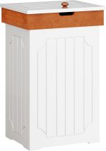 Trash Can Cabinet, 13 Gallon Kitchen Garbage Can, Wooden Recycling Trash Bin, Dog Proof Trash Can, Trash Cabinet with Lid for Home Kitchen Bathroom, White