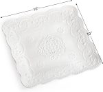 Set of 4 Square Embossed Ceramic Plate, 10 Inch Elegant Dinner Plates Ivory White, Appetizer Salad Serving Plates Kitchen Plates for Christmas Afternoon Tea Banquet Wedding Party Steak Pasta - Image 2