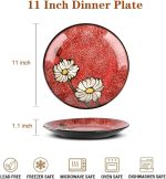 Ceramic Dinner Plates Set of 4, 11 Inch Underglaze Painting Large Porcelain Plates, Salad Plates-Microwave, Oven and Dishwasher Safe, Scratch Resistant - Image 2