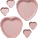 Heart Shaped Nonstick Bakeware Set, Easy Release Carbon Steel, Includes two 9.5-Inch Pans and four Mini 3.5-Inch Pans, Dishwasher Safe, Made without PFAS or PFOA, 6-Piece Set, Pink