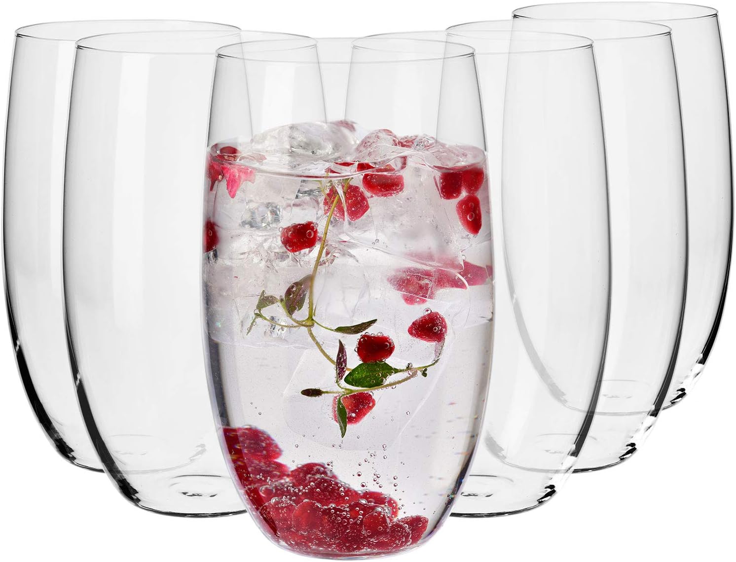 715tOc6AUuL._AC_SL1500_.jpg Water Juice Drinking Glasses, Set of 6 Pieces, 17.2 oz, Blended Collection, Everyday Drinking Glasses, Multipurpose, Dishwasher Safe, Made in Europe - Image 1