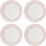 Gingham Dinner Plates, Set of 4, Pink, Valentine's Day