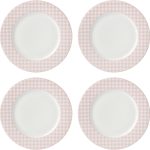 Gingham Dinner Plates, Set of 4, Pink, Valentine's Day