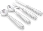 Weighted 7 oz Eating Utensils by , 4pc Stainless Steel Knife Fork Spoon Set for Tremors
