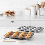 Nonstick Muffin Pan, Set of 2, Sturdy, Oven Safe, Bakes Evenly, Easy to Clean, 12 Cups, Gray, 13.9x10.55x1.22" - Image 2