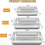 Baking Pans Set of 3, Stainless Steel Sheet Cake Pan for Oven - 12.5/10.5/9.4Inch, Rectangle Bakeware Set for Cake Lasagna Brownie Casserole Cookie, Non-toxic & Healthy, Dishwasher Safe - Image 2