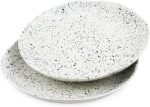 Handmade Glossy White Speckled 10.5 In Dinner Plates - Set of 2, Artisanal tableware for entree - Image 2