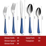 Colorful Silverware Set 20 Piece 18/0 Stainless Steel Flatware Sapphire Blue Handle Cutlery Set Service for 4 Fork Knife Spoon Set Mirror Finish Dishwasher Safe - Image 2