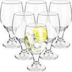 Set of 6 Clear Glasses 13.5 oz Water Goblet Glass Stemmed Water Glasses for Juice Wine Beer Tea Milk Cold Beverages Drinks Dishwasher Safe