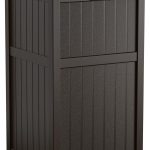 33 Gallon Durable Plastic Hideaway Outdoor Garbage Can with Secure Lid and Wicker Design for Home Backyards, Decks, or Patios, Java Brown