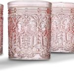 Old Fashioned Whiskey Glasses, Drinking Glasses,  Decor, Glass Cups, Water Glasses, Cocktail Glasses - Jax Collection, 12oz, Pink, Set of 4