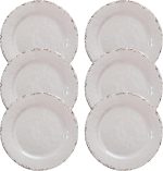 Classic Vintage White Melamine Dinner Plate Set, 11-inch Lightweight Round Kitchen Plates Set for Salad, Pasta –Unbreakable RV, Camping Dining Serving Dishes for Parties, Set of 6… - Image 2