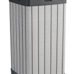 Resin 38 Gallon Outdoor Kitchen Trash Can with Lid and Drip Tray for Easy Cleaning-Perfect for Patio Dining, Grey